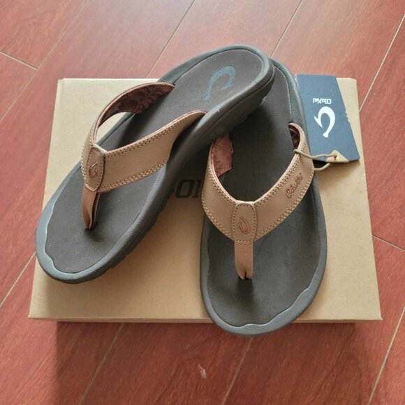 OluKai 'Ohana Men's Beach Sandals - Tan/Dark Java - Picture 5 of 8